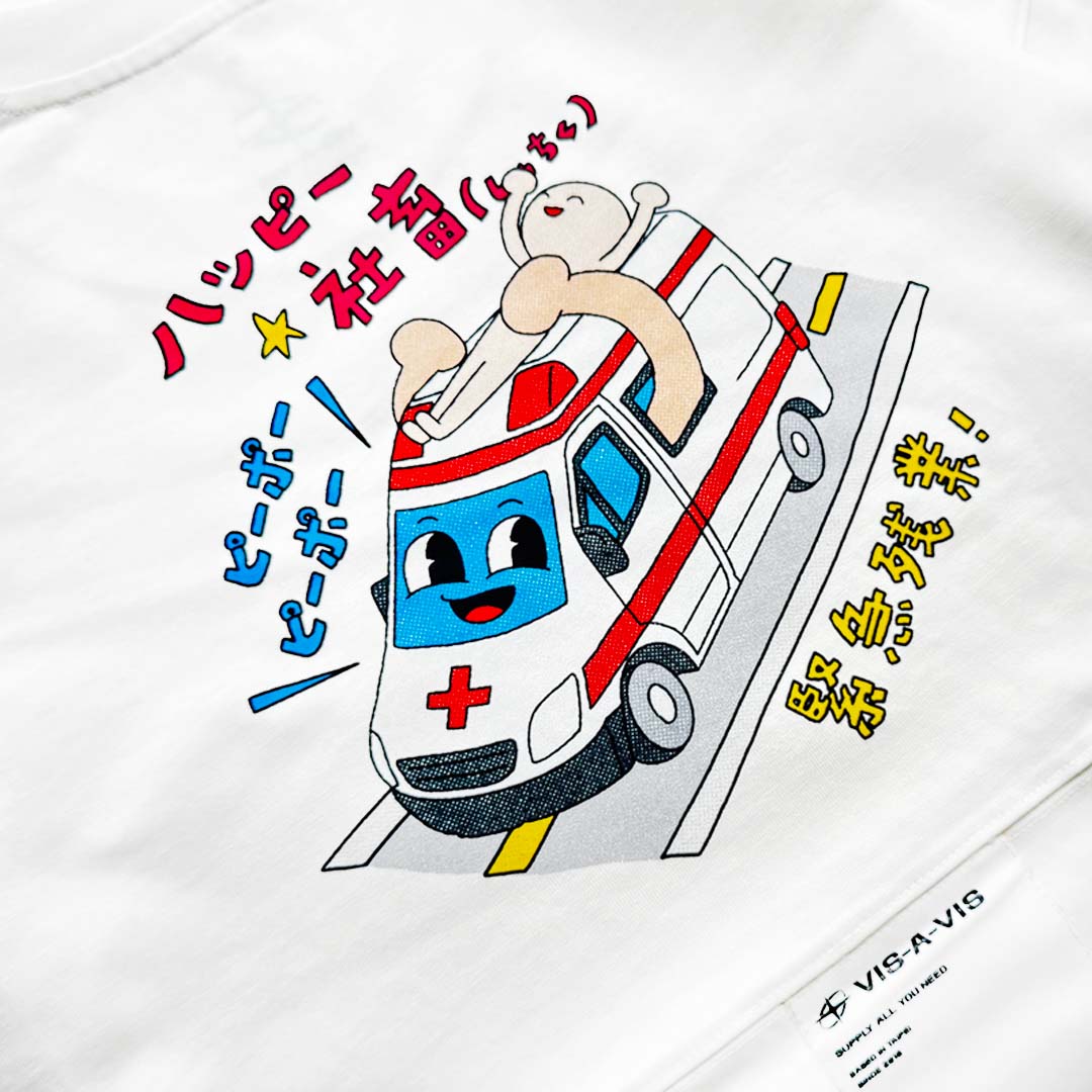 "Happy Wage Slave☆" #Emergency Overtime LONG SLEEVE T-SHIRT "ハッピー社畜 ( 快樂社畜 )☆" #緊急加班 長袖T恤