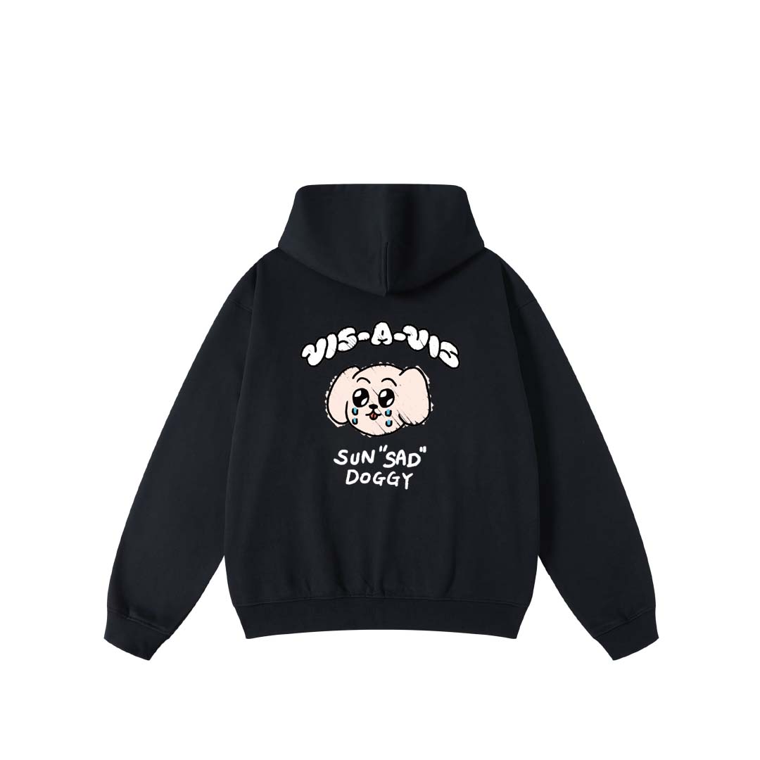 【無標籤款】SUN"SAD" DOGGY HOODIE  :( 日落傷心小狗連帽T恤 (大絨布)