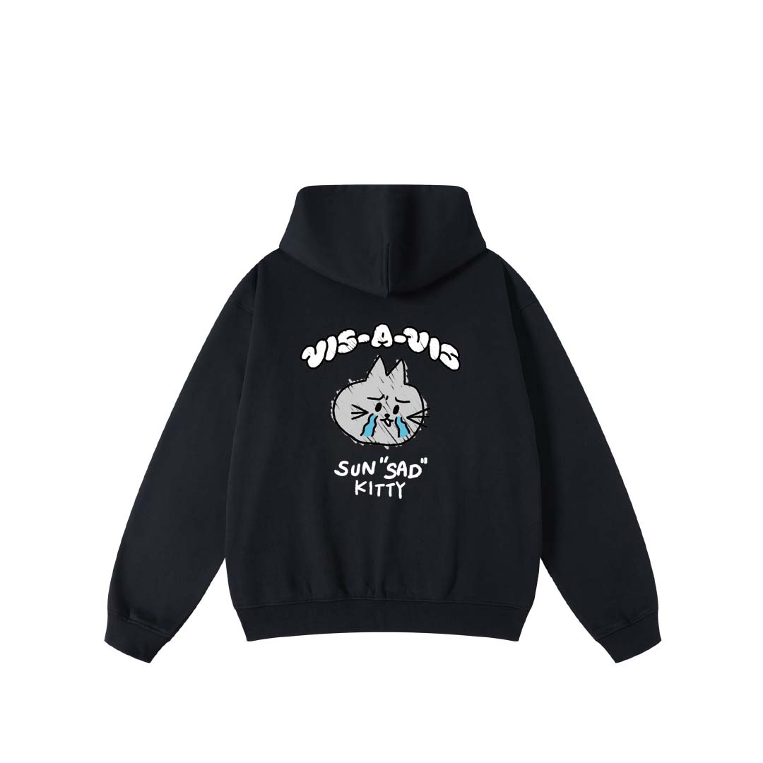 【無標籤款】SUN"SAD" KITTY HOODIE  :( 日落傷心小貓連帽T恤 (大絨布)