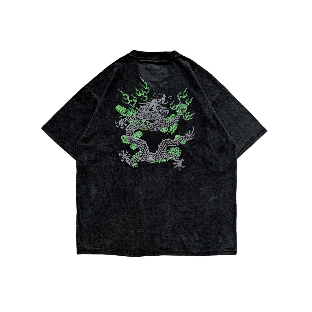 "吉祥龍意 🐲" WASHED BLACK T-SHIRT 水洗做舊短袖T恤