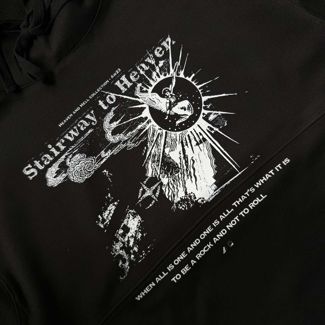 "Heaven and Hell" COLLECTION #Stairway To Heaven CONTRAST HOODIE 天堂與地獄系列 #天堂之梯 拼接連帽T恤